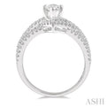 3/4 ctw Marquise Split Shank Semi-Mount Round Cut Diamond Engagement Ring in 14K White Gold