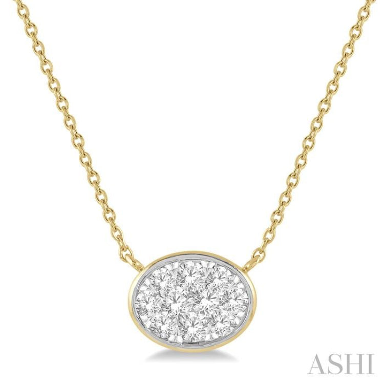 1/3 Ctw Oval Shape Lovebright Diamond Necklace in 14K Yellow and White Gold