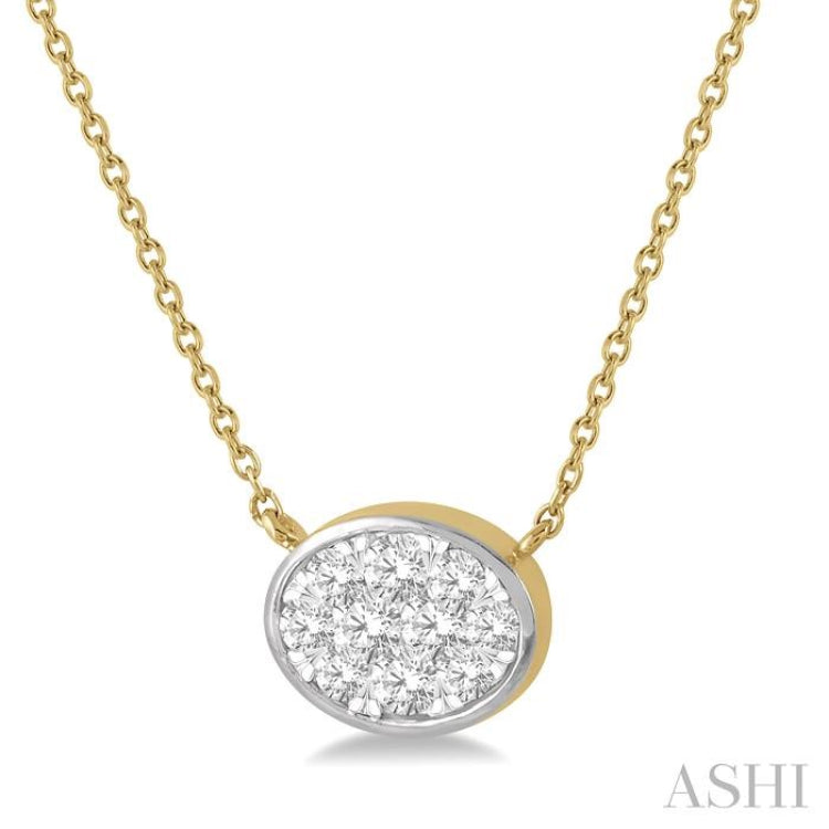 1/3 Ctw Oval Shape Lovebright Diamond Necklace in 14K Yellow and White Gold