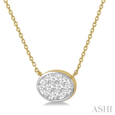 1/3 Ctw Oval Shape Lovebright Diamond Necklace in 14K Yellow and White Gold