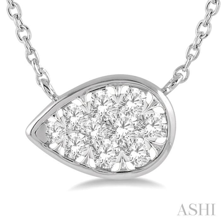 1/4 Ctw Pear Shape Lovebright Diamond Necklace in 14K White Gold