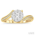 5/8 ctw Embraced Mount Lovebright Round Cut Diamond Ring in 14K Yellow and White Gold