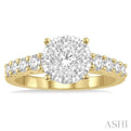1 1/10 Ctw Round Diamond Lovebright Ring in 14K Yellow and White Gold