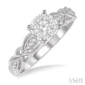 3/8 ctw Circular Mount Marquise Lattice Lovebright Round Cut Diamond Ring in 14K White Gold