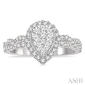 1 ctw Entwined Pear Shape Lovebright Round Cut Diamond Ring in 14K White Gold