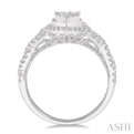 1 ctw Entwined Pear Shape Lovebright Round Cut Diamond Ring in 14K White Gold