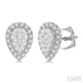 1/3 Ctw Pear Shape Lovebright Diamond Stud Earrings in 14K White Gold