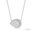 1 ctw Pear Shape Round Cut Diamond Lovebright Necklace in 14K White Gold
