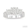1/2 ctw Circular Tri Mount Lovebright Round Cut Diamond Ring in 14K White Gold