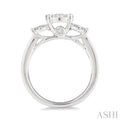 1/2 ctw Circular Tri Mount Lovebright Round Cut Diamond Ring in 14K White Gold