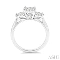 1/2 ctw Triple Circular Head Lovebright Round Cut Diamond Ring in 14K White Gold