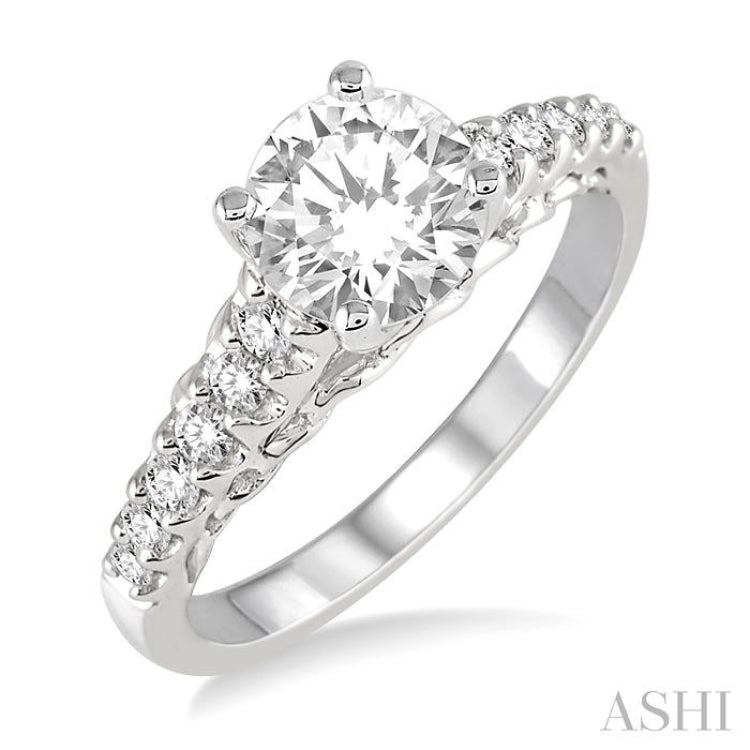 1/3 ctw Round Cut Diamond Semi Mount Ring in 14K White Gold