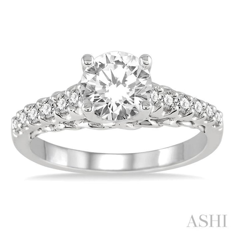 1/3 ctw Round Cut Diamond Semi Mount Ring in 14K White Gold