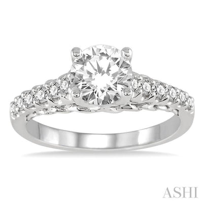 1/3 ctw Round Cut Diamond Semi Mount Ring in 14K White Gold