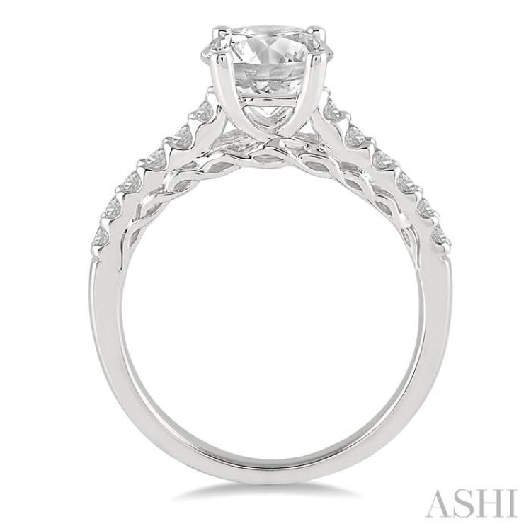 1/3 ctw Round Cut Diamond Semi Mount Ring in 14K White Gold