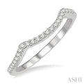 1/5 ctw Curved Cradle Center Round Cut Diamond Wedding Band in 14K White Gold