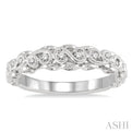 1/6 ctw Lattice Milgrain Creeper Round Cut Diamond Stack Band in 14K White Gold