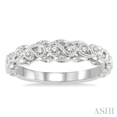 1/6 ctw Lattice Milgrain Creeper Round Cut Diamond Stack Band in 14K White Gold