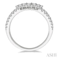 5/8 Ctw Split Shank Arched center Round Cut Diamond Band in 14K White Gold