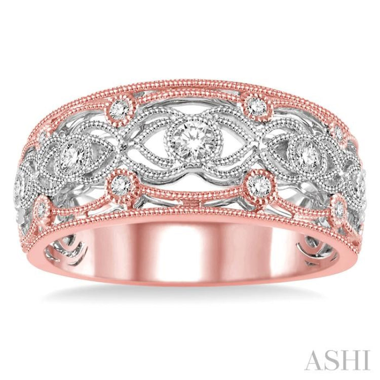 1/3 ctw Open Lattice Round Cut Diamond Fashion Band in 14K Rose and White Gold