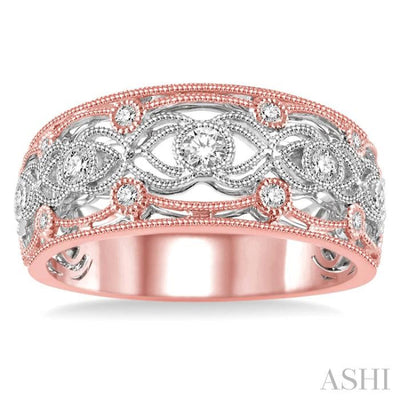 1/3 ctw Open Lattice Round Cut Diamond Fashion Band in 14K Rose and White Gold