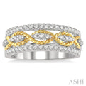 1/2 ctw Twisted Rope Two Tone Round Cut Diamond Fashion Ring in 14K White and Yellow Gold
