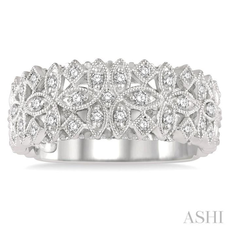 1/3 ctw Lattice Marquise & Princess Mounts Round Cut Diamond Band in 14K White Gold
