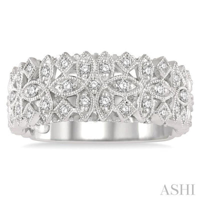1/3 ctw Lattice Marquise & Princess Mounts Round Cut Diamond Band in 14K White Gold