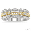 3/8 ctw Two Tone Geometric Rows Round Cut Diamond Fashion Band in 14K White and Yellow Gold