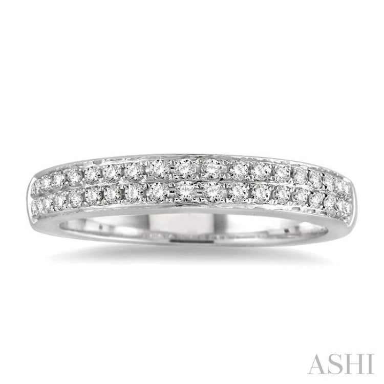 1/3 ctw Parallel Twin Row Round Cut Diamond Stack Band in 14K White Gold