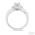 3/8 ctw Octagonal and Baguette Diamond Ladies Engagement Ring with 1/3 Ct Emerald cut Center Stone in 14K White Gold