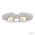 1/3 ctw Milgrain Gallery Chevron Round Cut Diamond Wedding Band in 14K White and Yellow Gold