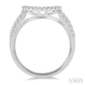 1/4 ctw Crescent Shape Center Round Cut Diamond Wedding Band in 14K White Gold