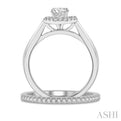 3/4 Ctw Round Cut Diamond Wedding Set With 5/8 ct Engagement Ring and 1/6 ct Wedding Band in 14K White Gold