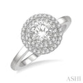1/5 Ctw Twin Halo Round Cut Diamond Semi Mount Engagement Ring in 14K White Gold