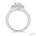 1/5 Ctw Cushion Shape Twin Halo Round Cut Diamond Semi Mount Engagement Ring in 14K White Gold