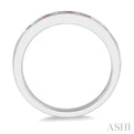 1/5 ctw Round Cut Diamond and 2MM Ruby Precious Wedding Band in 14K White Gold