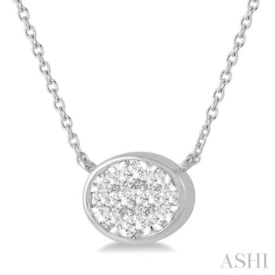 1/4 Ctw Oval Shape Lovebright Diamond Necklace in 14K White Gold