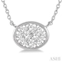 1/4 Ctw Oval Shape Lovebright Diamond Necklace in 14K White Gold