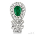 6x4mm Pear Shape Emerald and 1 Ctw Round Cut Diamond Earrings in 14K White Gold