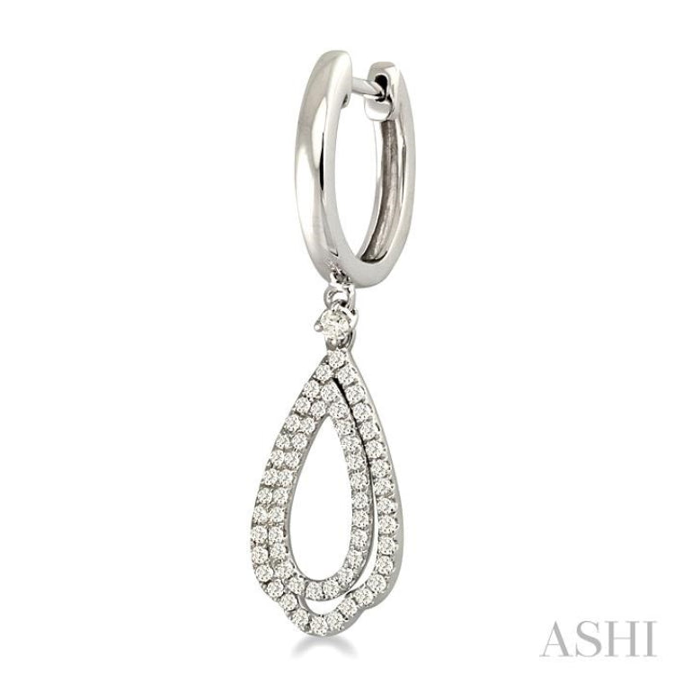 1/2 Ctw Round Cut Diamond Tear Drop Earrings in 14K White Gold