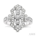3/4 Ctw Round Cut Antique Diamond Fashion Ring in 14K White Gold