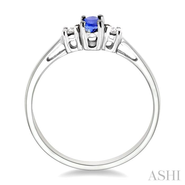 5x3mm Oval Cut Tanzanite and 1/20 Ctw Round Cut Diamond Ring in 10K White Gold