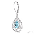8x5mm Pear Shape Aquamarine and 1/4 Ctw Round Cut Diamond Earrings in 14K White Gold