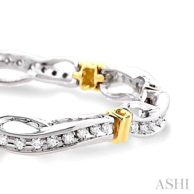 1 Ctw Round Cut Diamond Fancy Bracelet in 14K White and Yellow Gold