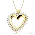 1 Ctw Round Cut Diamond Heart Pendant in 14K Yellow Gold with Chain