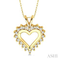 1/4 Ctw Round Cut Diamond Heart Pendant in 14K Yellow Gold with Chain