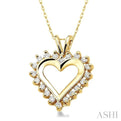 1/4 Ctw Round Cut Diamond Heart Pendant in 14K Yellow Gold with Chain