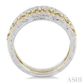 1/2 Ctw Round Cut Diamond Triple Band Set in 14K white and yellow Gold