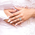 2 Ctw Diamond Wedding Set with 1 1/2 Ctw Princess Cut Engagement Ring and 1/2 Ctw Wedding Band in 14K White Gold